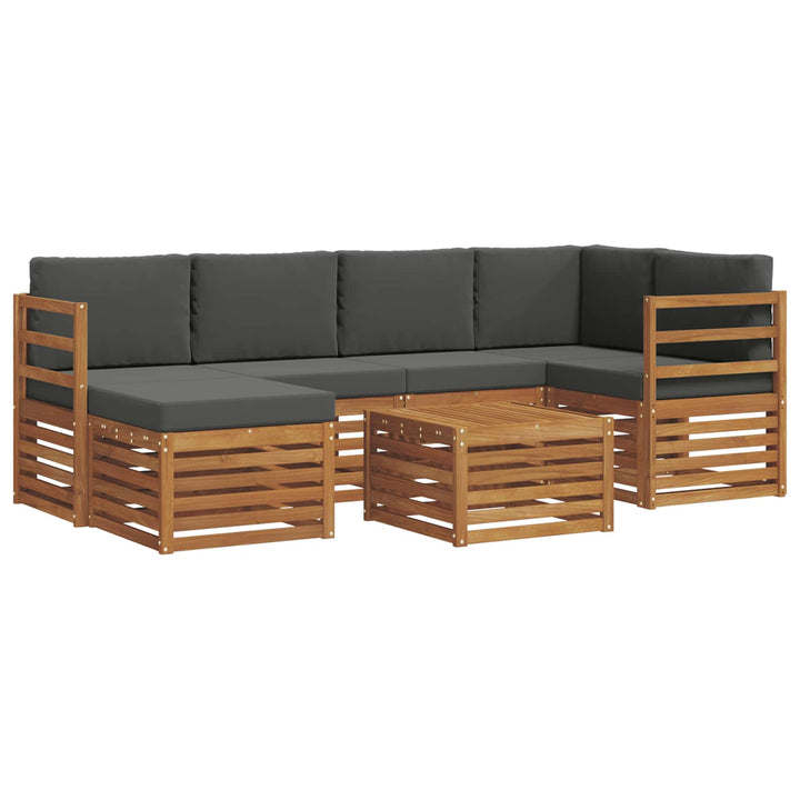 Sektionalsofa sæt 7 pcs Naturlig og Antracit Massivt Akacietræ