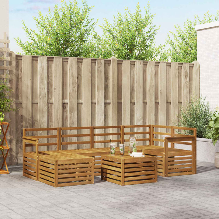 Sektionalsofa sæt 7 pcs Naturfarvet Massivt Akacietræ