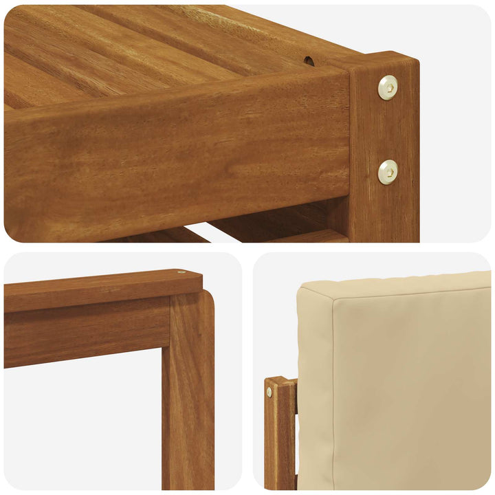 Sektionalsofa sæt 7 pcs Naturlig og Beige Massivt Akacietræ
