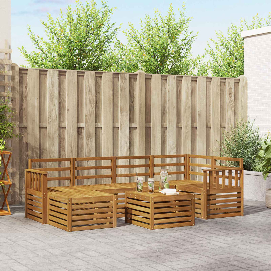 Sektionalsofa sæt 7 pcs Naturfarvet Massivt Akacietræ