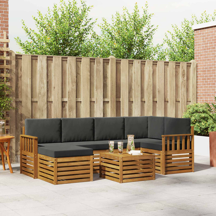 Sektionalsofa sæt 7 pcs Naturlig og Antracit Massivt Akacietræ