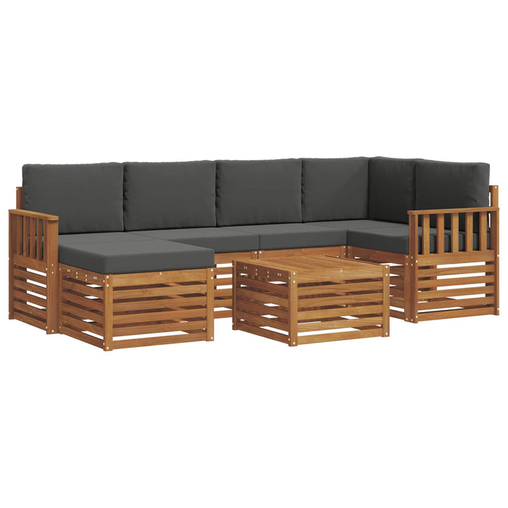 Sektionalsofa sæt 7 pcs Naturlig og Antracit Massivt Akacietræ