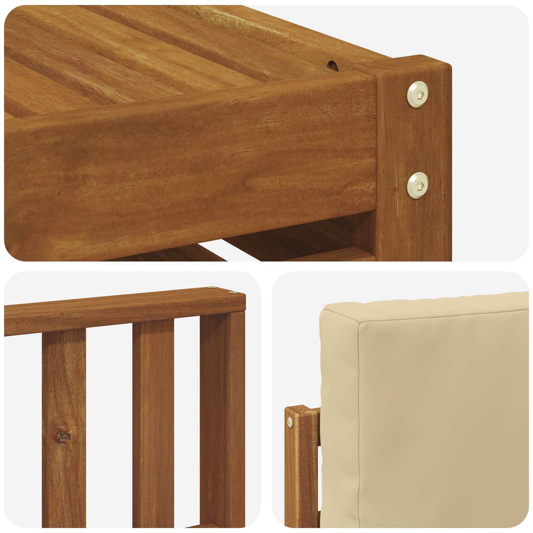 Sektionalsofa sæt 7 pcs Naturlig og Beige Massivt Akacietræ