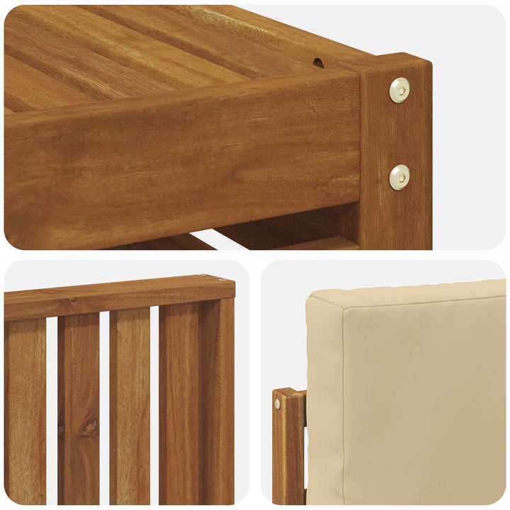 Sektionalsofa sæt 7 pcs Naturlig og Beige Massivt Akacietræ