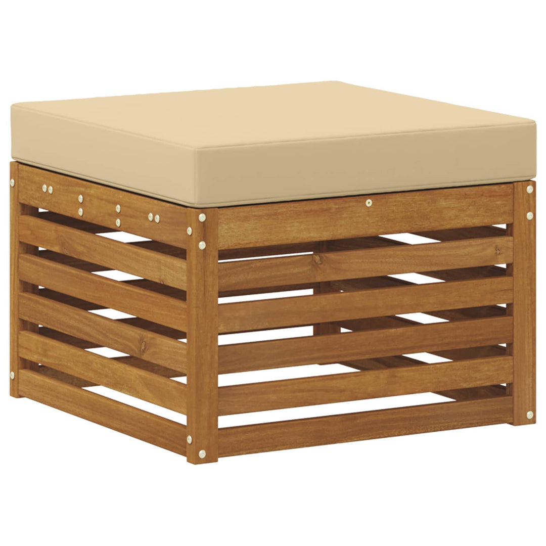 Sektionalsofa sæt 7 pcs Naturlig og Beige Massivt Akacietræ