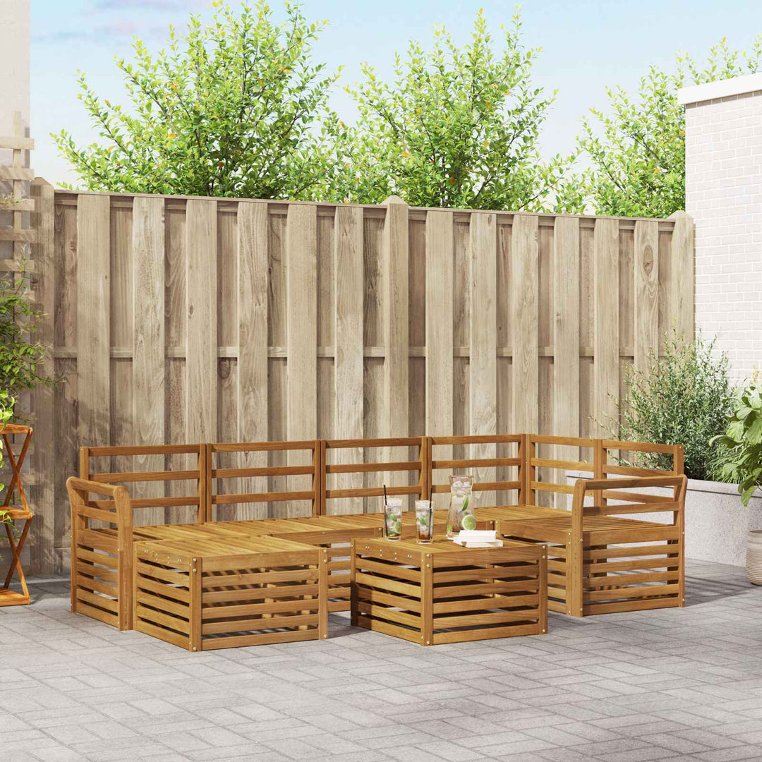 Sektionalsofa sæt 7 pcs Naturfarvet Massivt Akacietræ