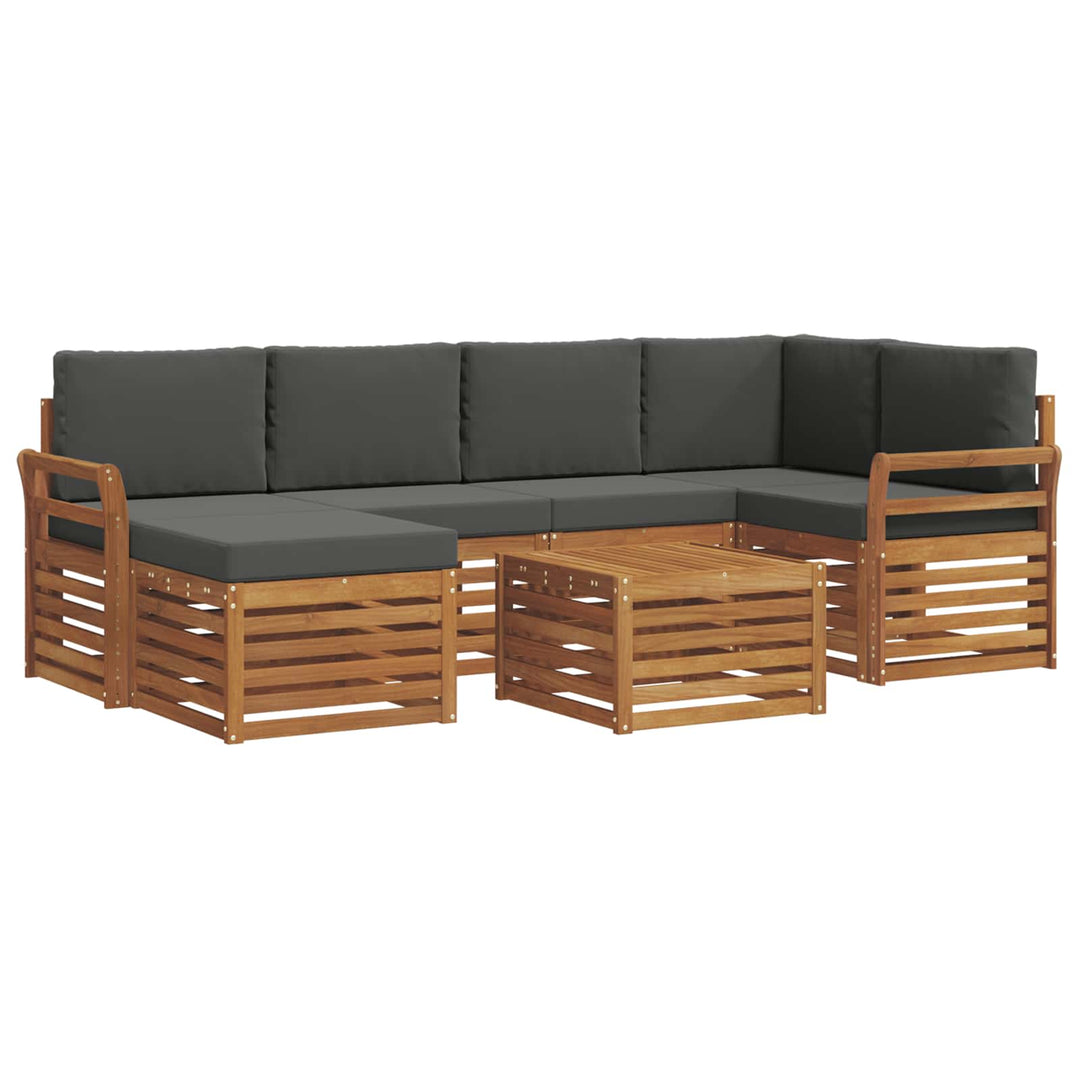 Udendørs sofagruppe 7 stk. Naturlig og Antracit Polyester