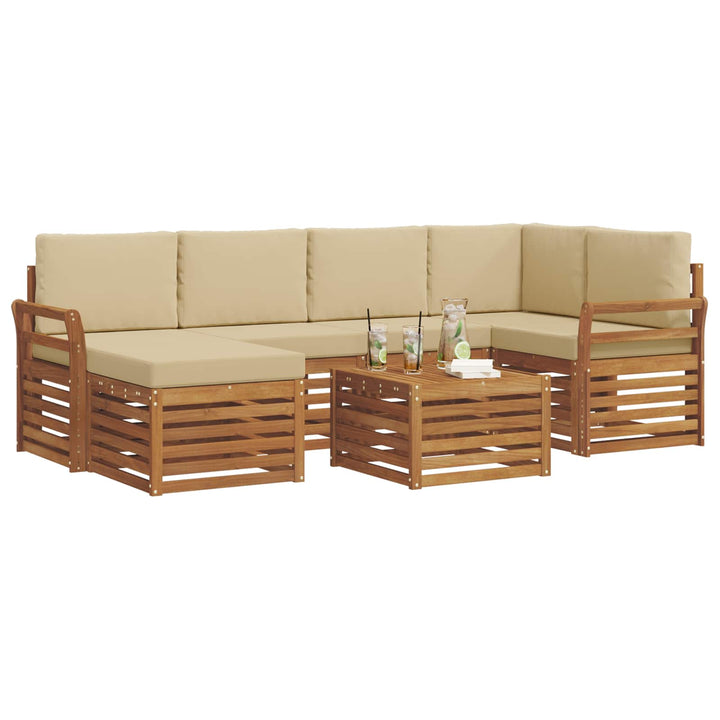 Udendørs sofagruppe 7 stk. Naturlig og Beige Polyester