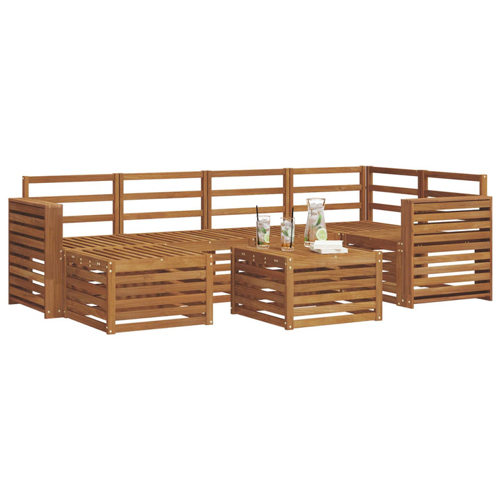 Udendørs sofagruppe 7 stk. Naturfarvet Polyester