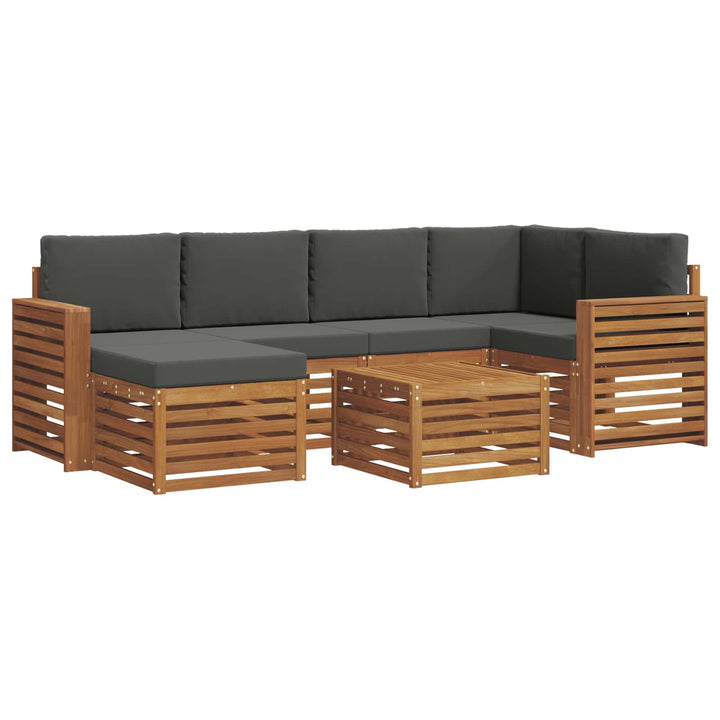 Udendørs sofagruppe 7 stk. Naturlig og Antracit Polyester