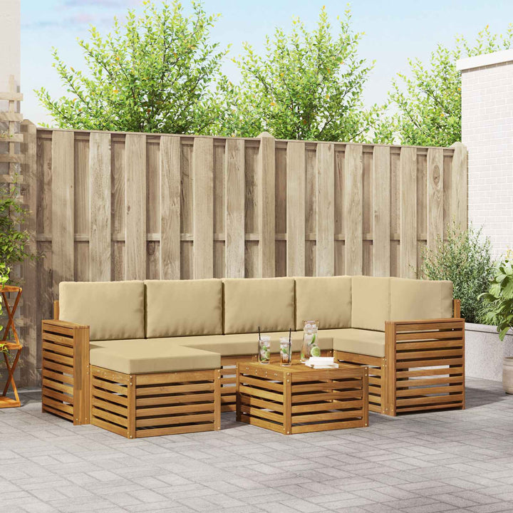 Udendørs sofagruppe 7 stk. Naturlig og Beige Polyester