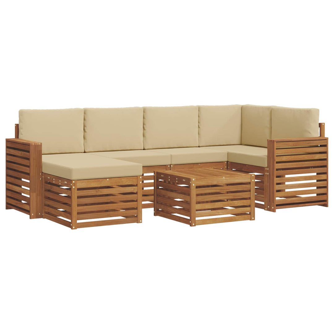 Udendørs sofagruppe 7 stk. Naturlig og Beige Polyester
