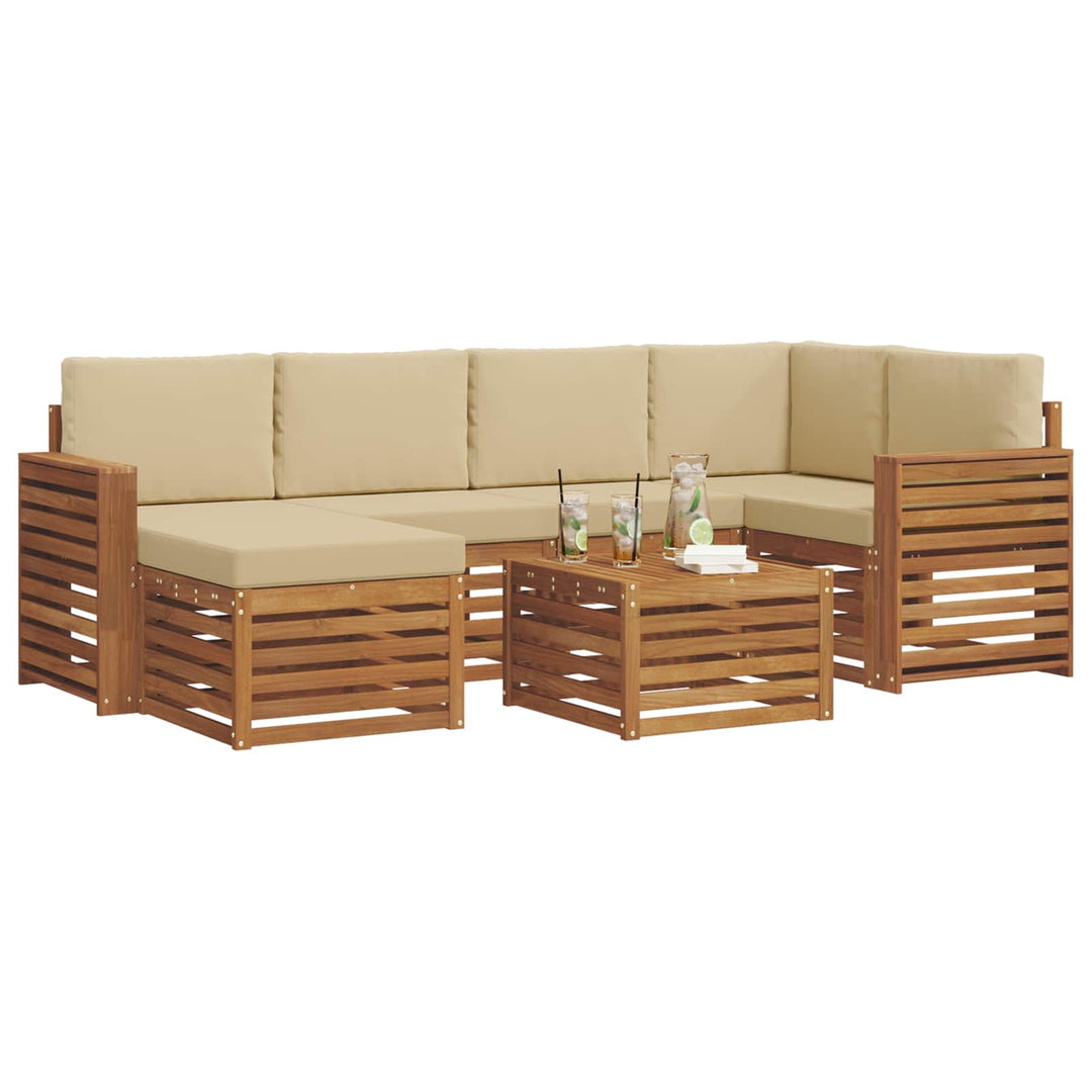 Udendørs sofagruppe 7 stk. Naturlig og Beige Polyester