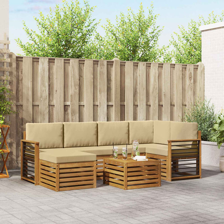 Udendørs sofagruppe 7 stk. Naturlig og Beige Polyester