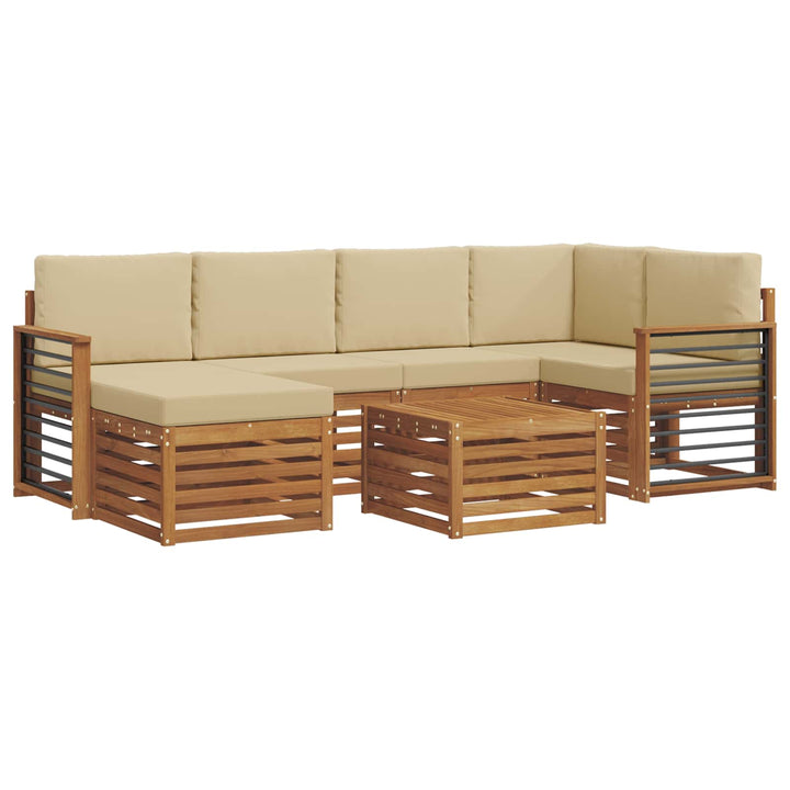 Udendørs sofagruppe 7 stk. Naturlig og Beige Polyester