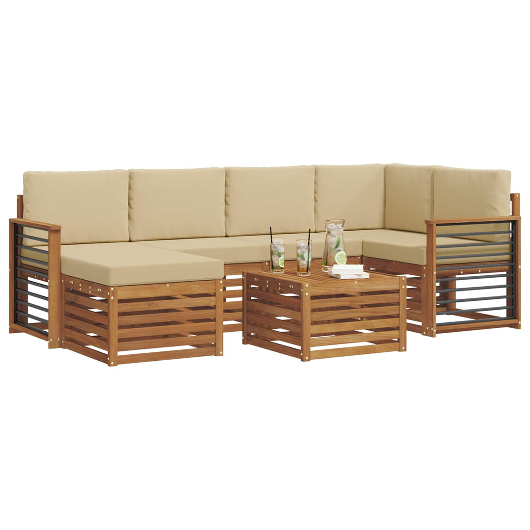 Udendørs sofagruppe 7 stk. Naturlig og Beige Polyester