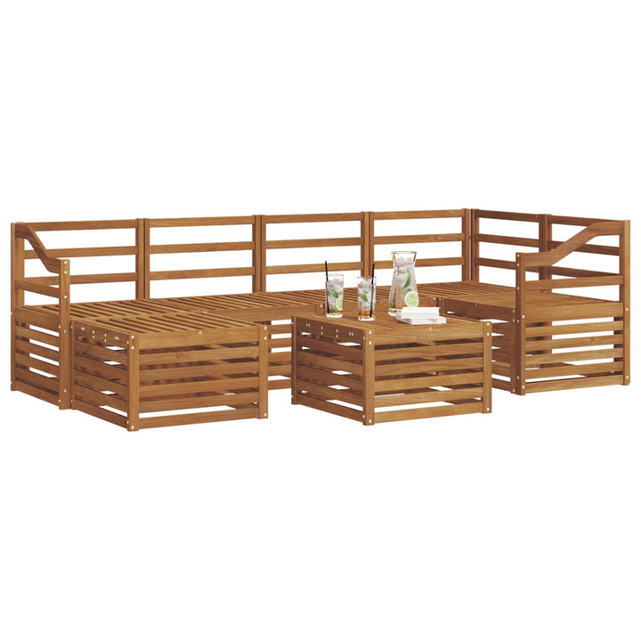 Udendørs sofagruppe 7 stk. Naturfarvet Polyester