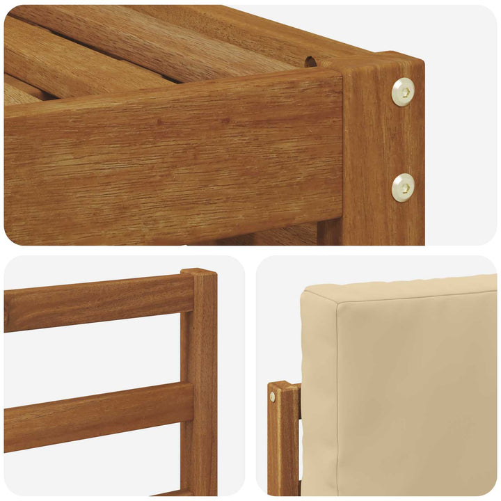 Sektionalsofa sæt 7 pcs Naturlig og Beige Massivt Akacietræ