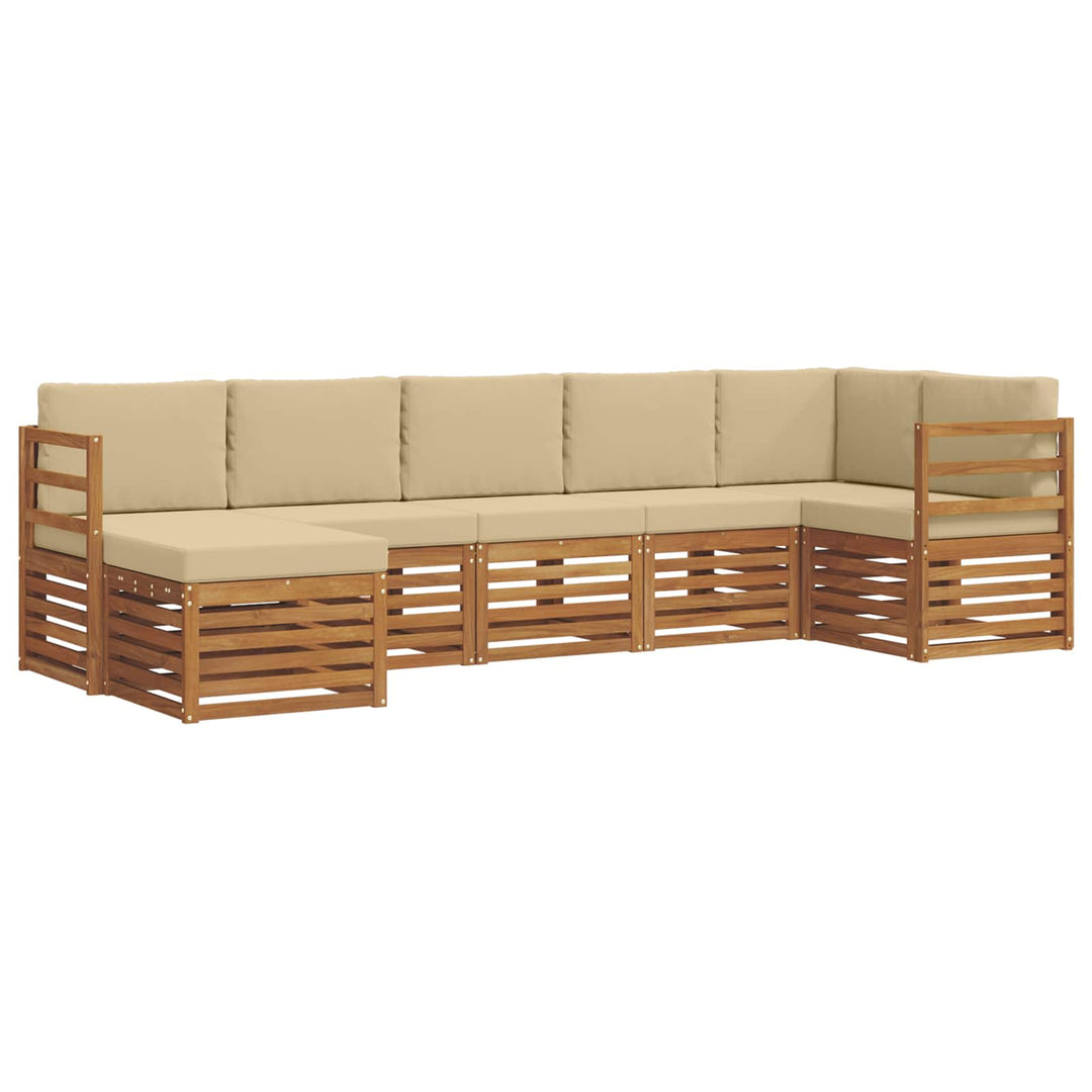 Sektionalsofa sæt 7 pcs Naturlig og Beige Massivt Akacietræ