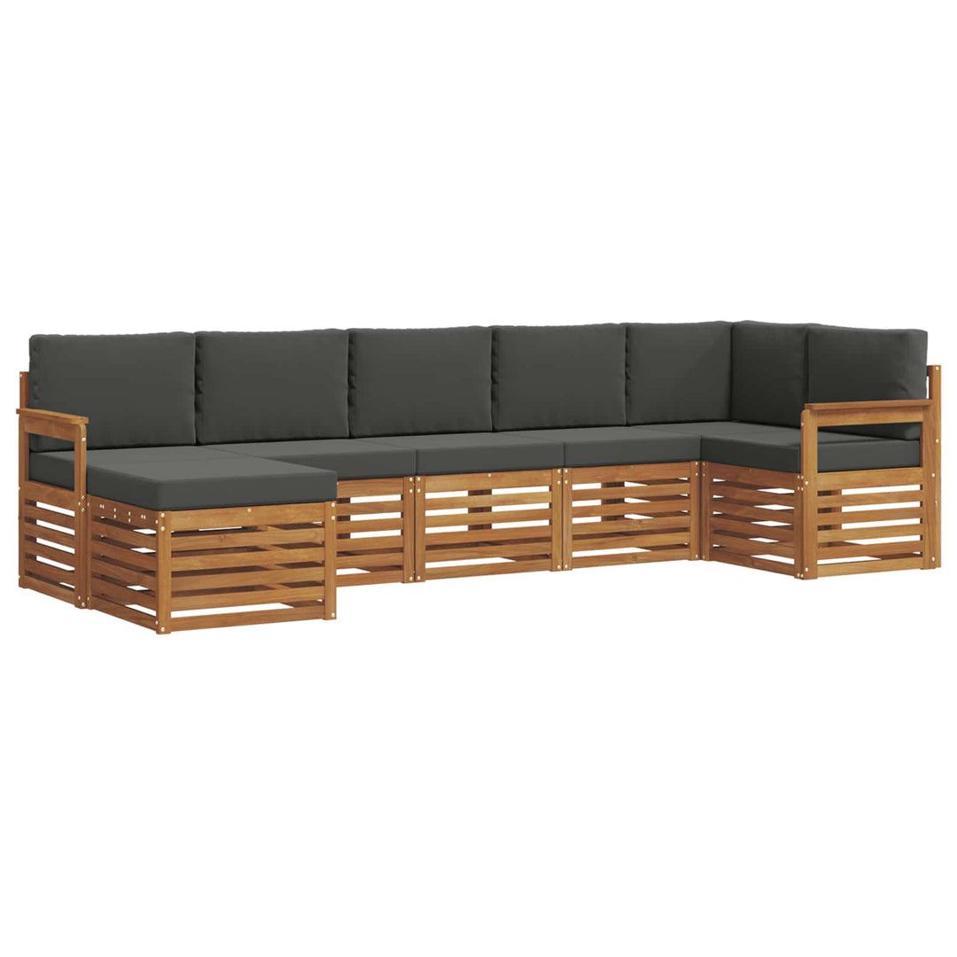 Sektionalsofa sæt 7 pcs Naturlig og Antracit Massivt Akacietræ