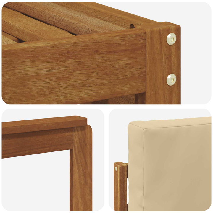 Sektionalsofa sæt 7 pcs Naturlig og Beige Massivt Akacietræ