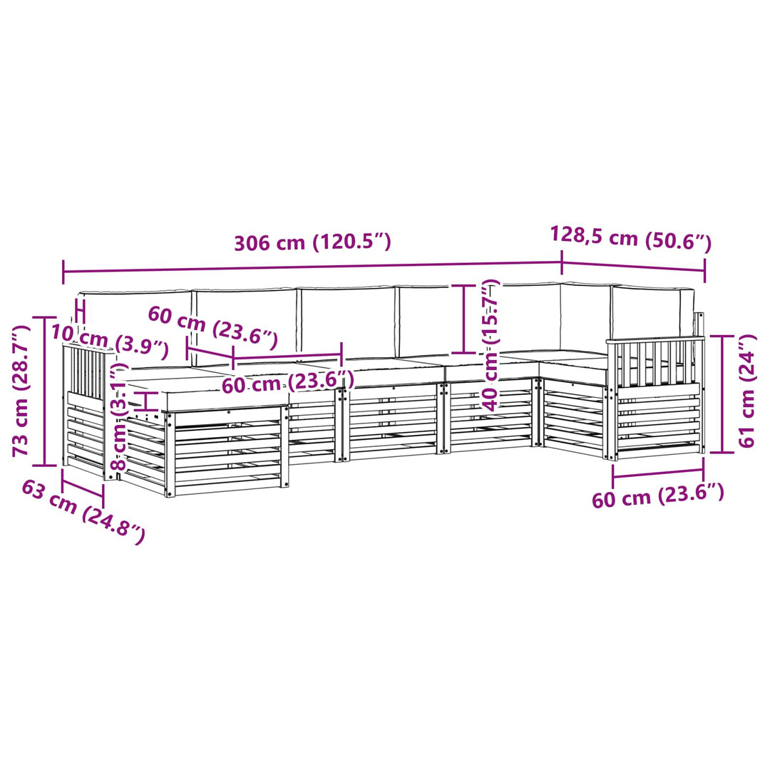 Sektionalsofa sæt med pude 7 pcs Naturlig og Beige
