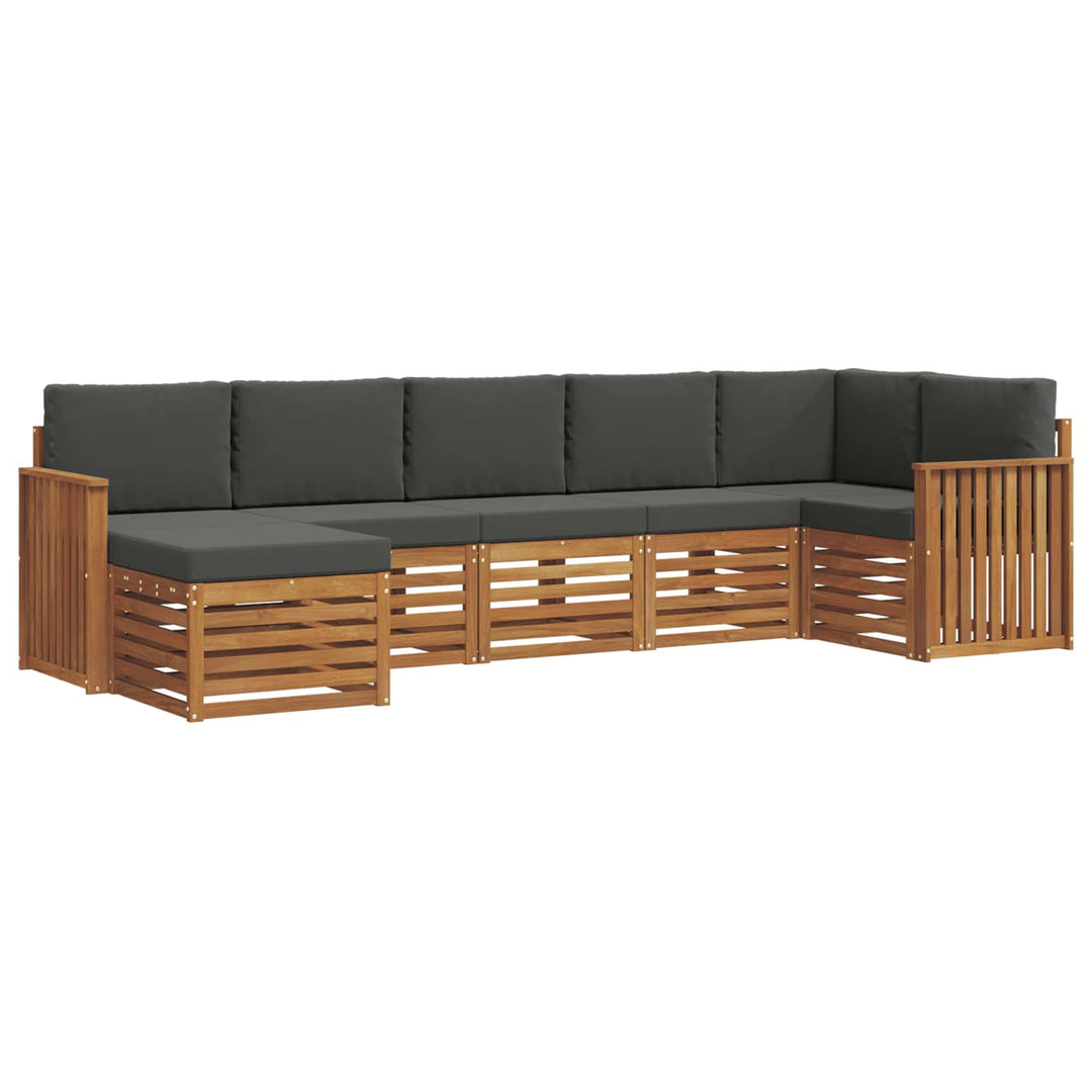 Sektionalsofa sæt 7 pcs Naturlig og Antracit Massivt Akacietræ