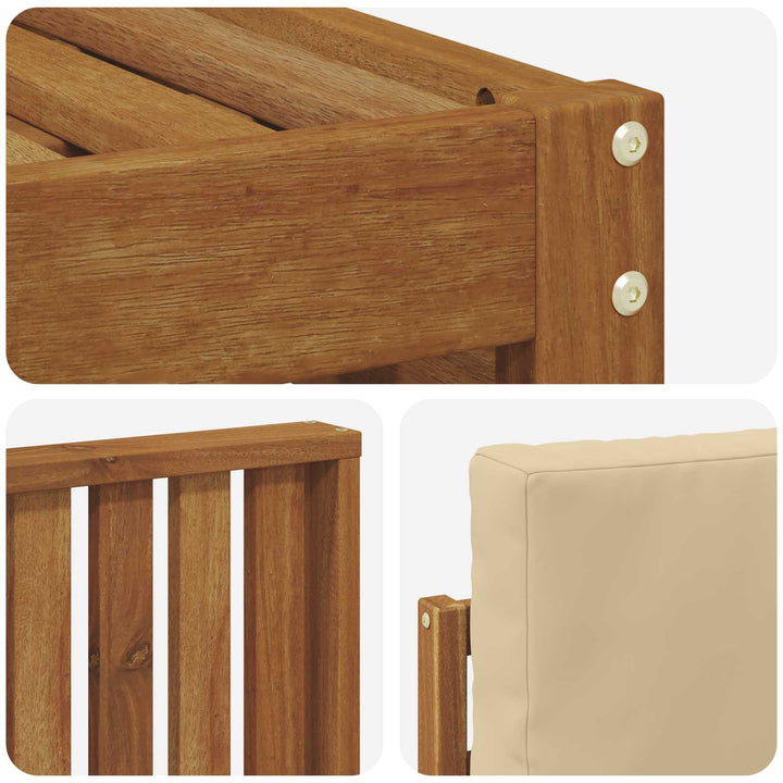 Sektionalsofa sæt 7 pcs Naturlig og Beige Massivt Akacietræ