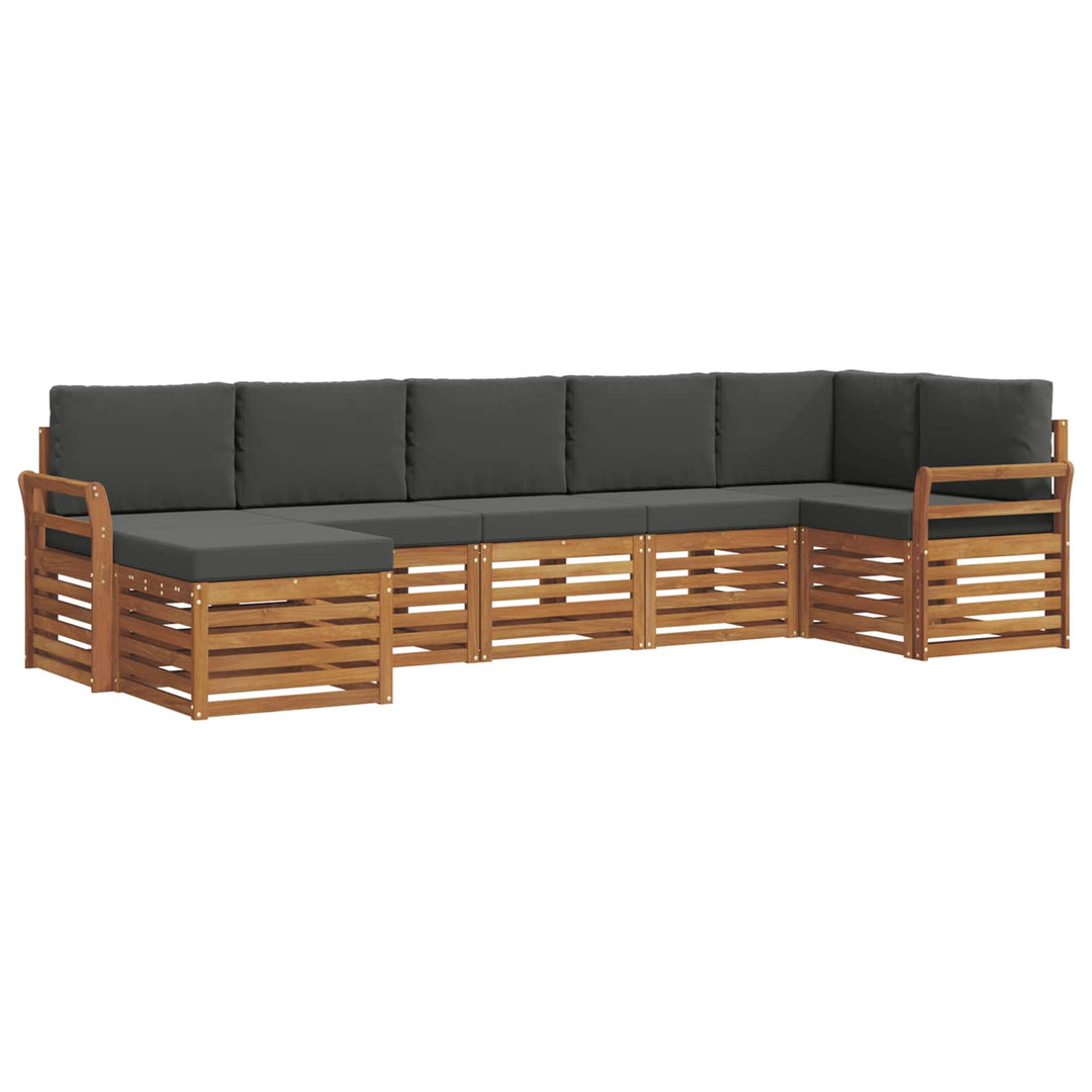 Sektionalsofa sæt 7 pcs Naturlig og Antracit Massivt Akacietræ