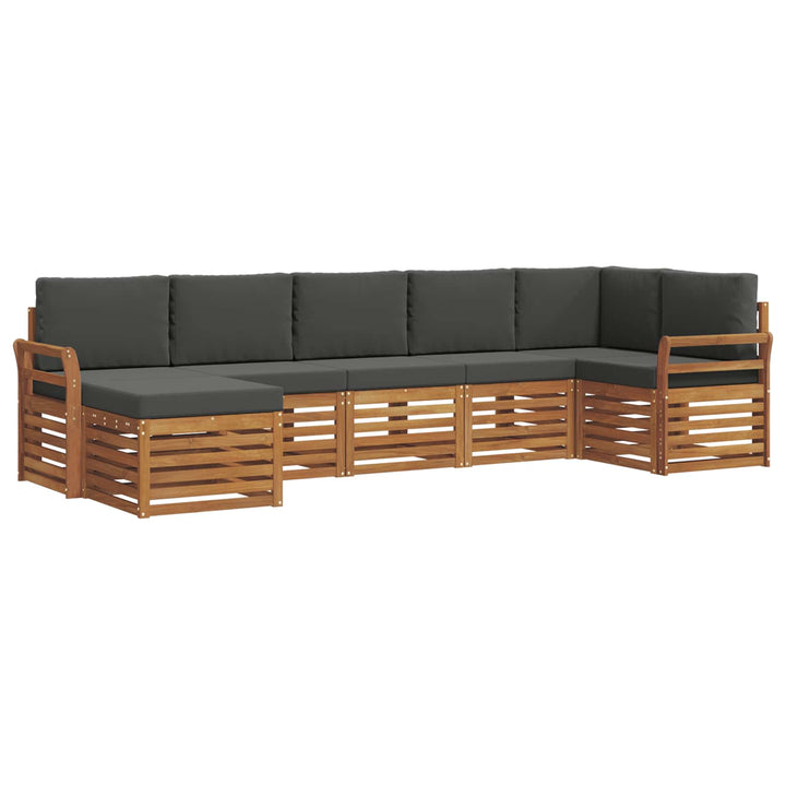 Sektionalsofa sæt 7 pcs Naturlig og Antracit Massivt Akacietræ