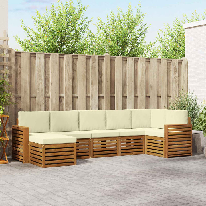 Sektionalsofa sæt 7 pcs Naturlig og Fløde Massivt Akacietræ