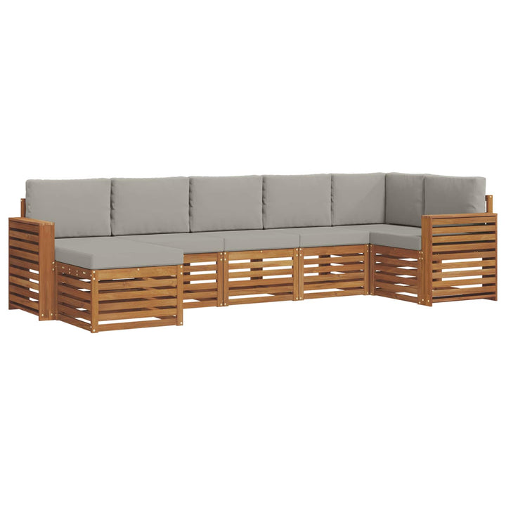 Sektionalsofa sæt 7 pcs Naturlig og Lys Grå Massivt Akacietræ