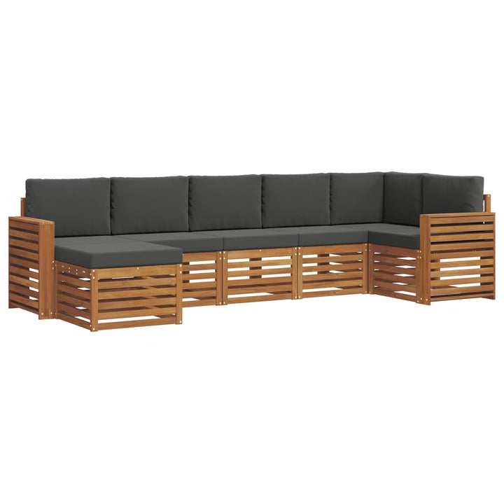 Sektionalsofa sæt 7 pcs Naturlig og Antracit Massivt Akacietræ