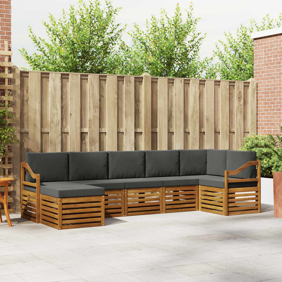 Sektionalsofa sæt 7 pcs Naturlig og Antracit Massivt Akacietræ