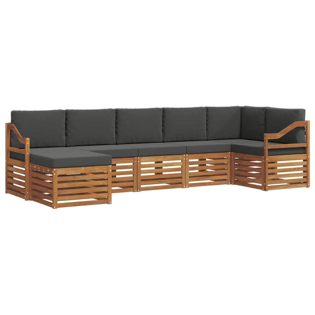 Sektionalsofa sæt 7 pcs Naturlig og Antracit Massivt Akacietræ