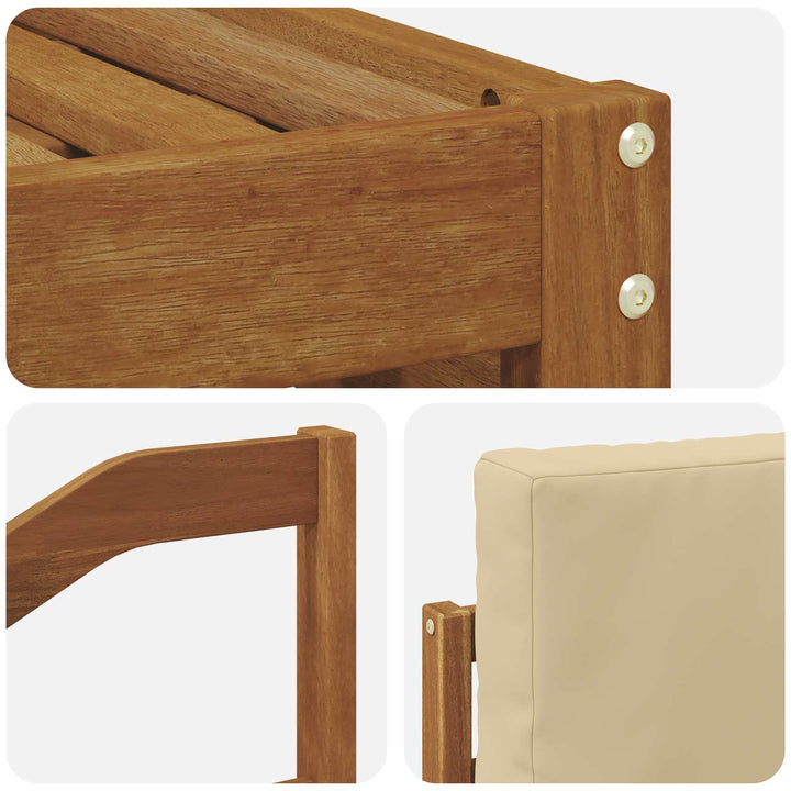 Sektionalsofa sæt 7 pcs Naturlig og Beige Massivt Akacietræ
