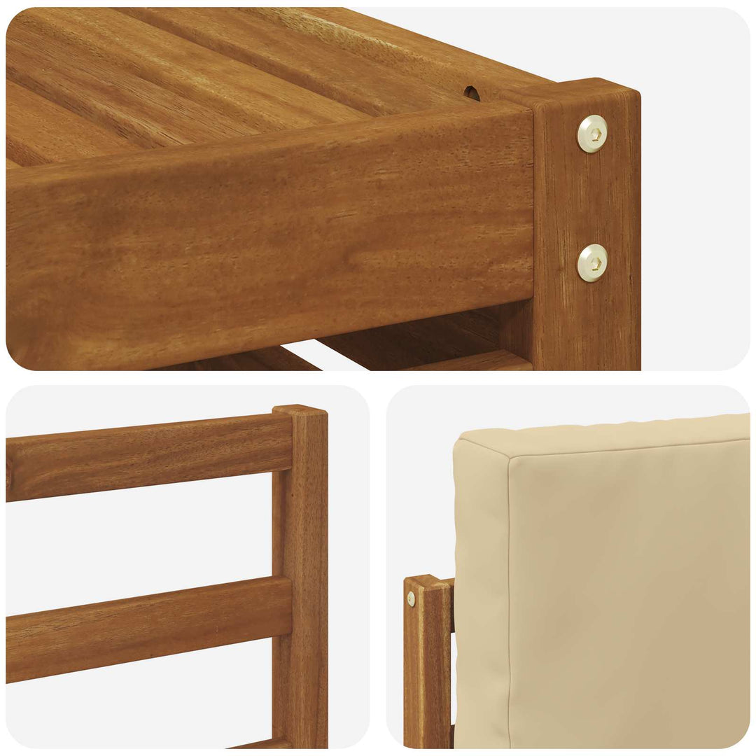 Udendørs sofagruppe 8 pcs Naturlig og Beige Massivt Akacietræ