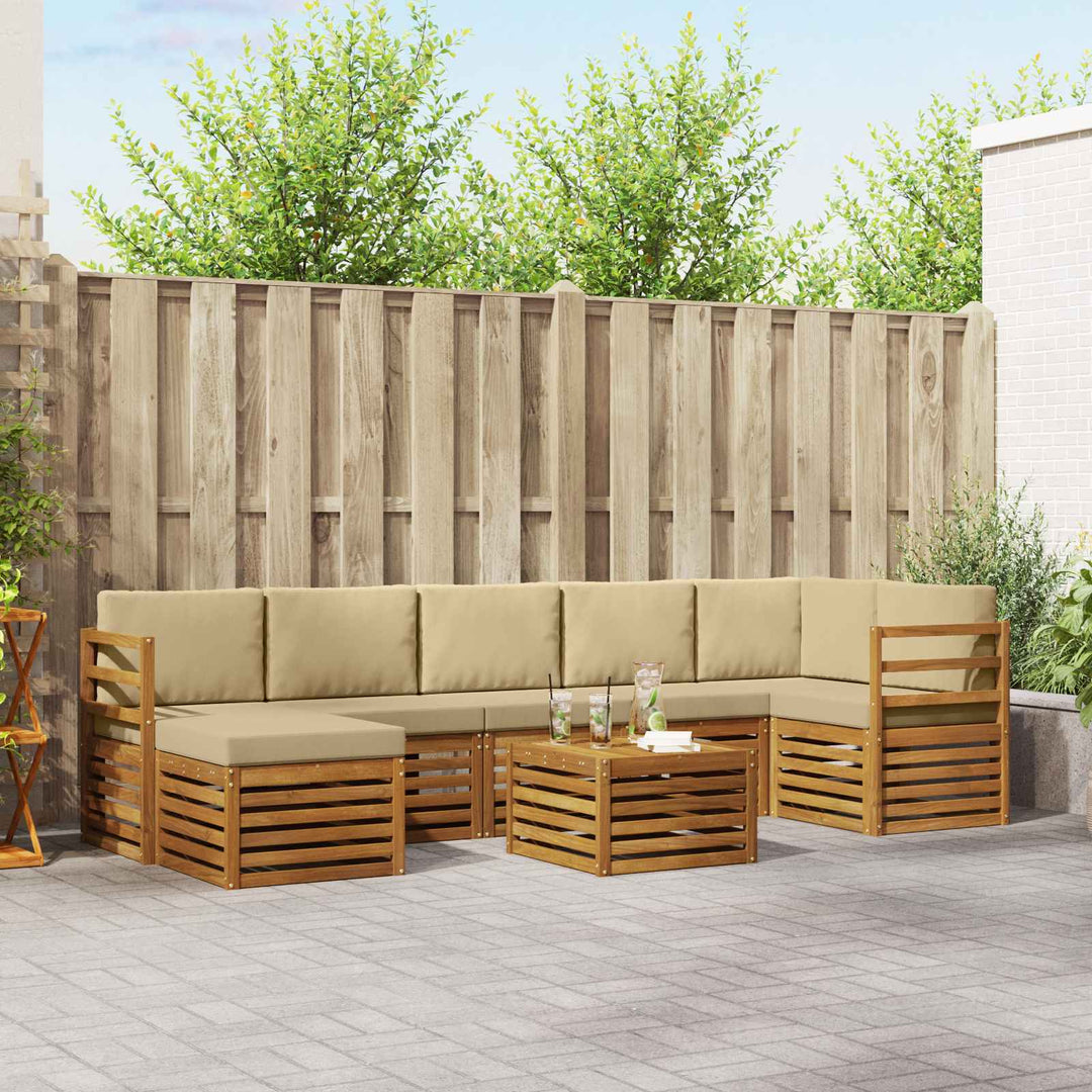 Udendørs sofagruppe 8 pcs Naturlig og Beige Massivt Akacietræ