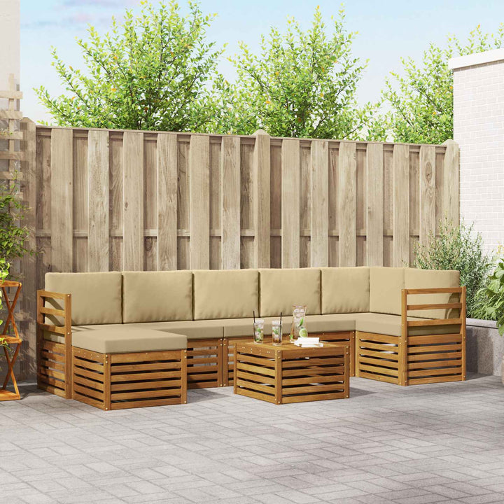 Udendørs sofagruppe 8 pcs Naturlig og Beige Massivt Akacietræ