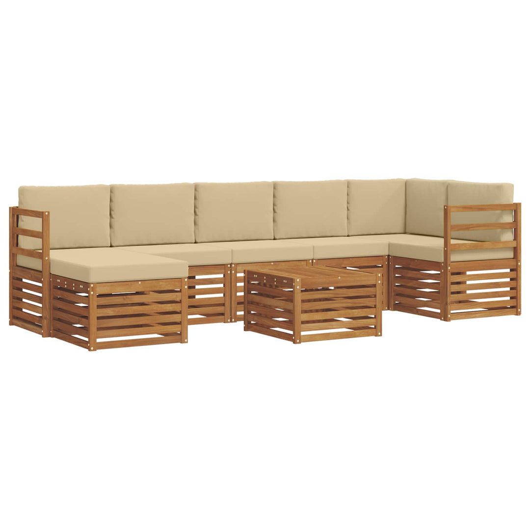 Udendørs sofagruppe 8 pcs Naturlig og Beige Massivt Akacietræ