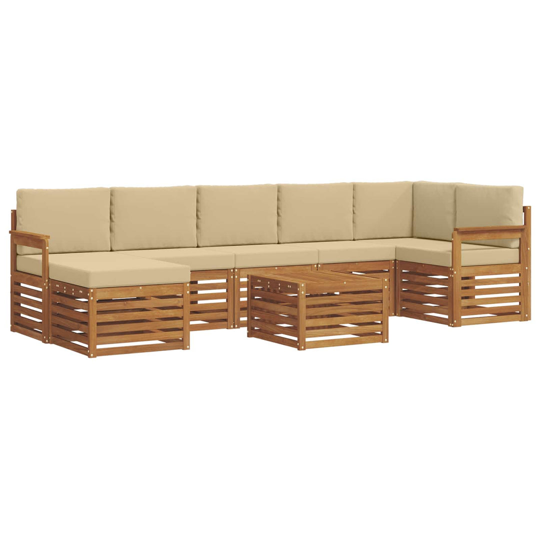 Udendørs sofagruppe 8 pcs Naturlig og Beige Massivt Akacietræ