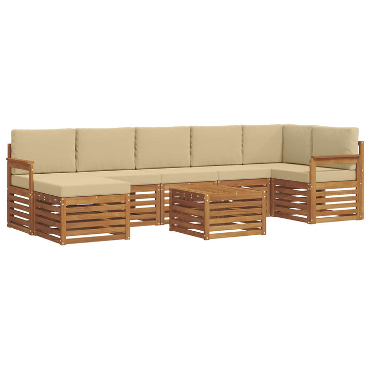 Udendørs sofagruppe 8 pcs Naturlig og Beige Massivt Akacietræ