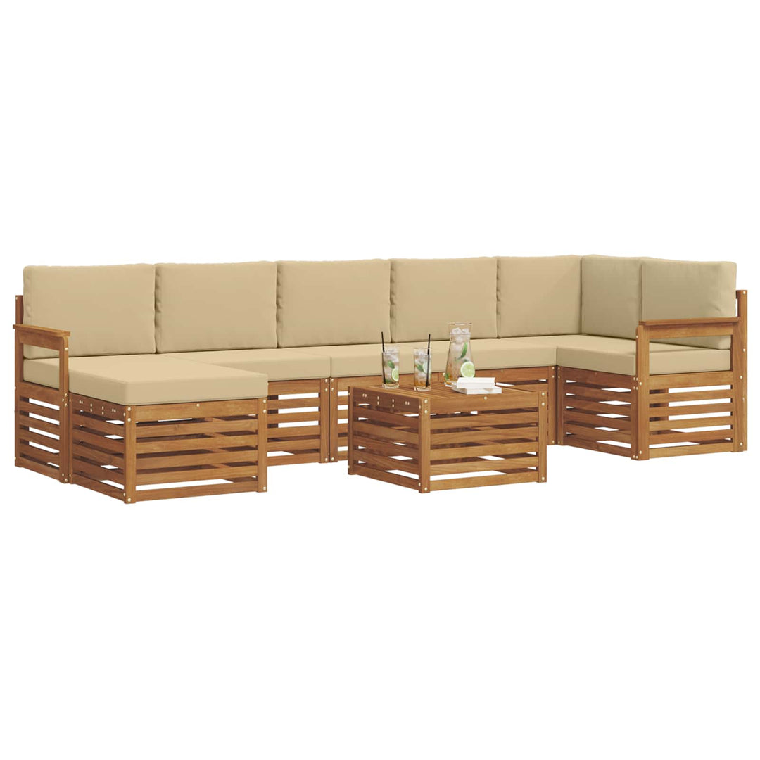 Udendørs sofagruppe 8 pcs Naturlig og Beige Massivt Akacietræ