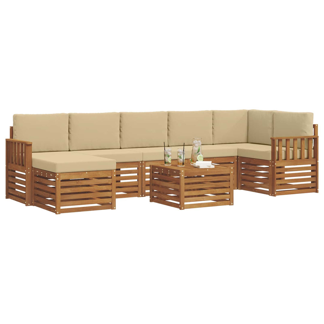 Udendørs sofagruppe 8 pcs Naturlig og Beige Massivt Akacietræ