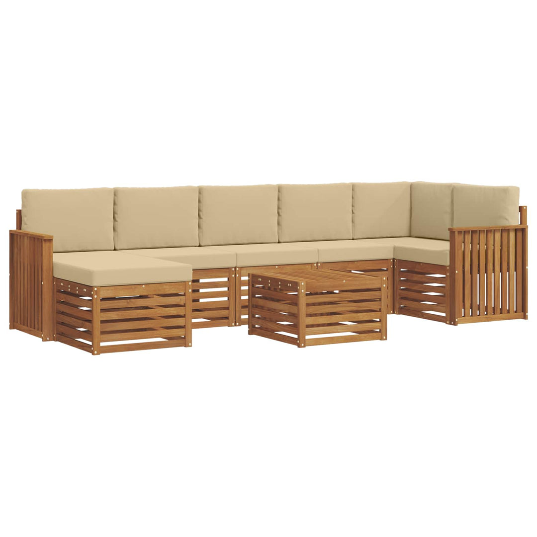 Udendørs sofagruppe 8 pcs Naturlig og Beige Massivt Akacietræ