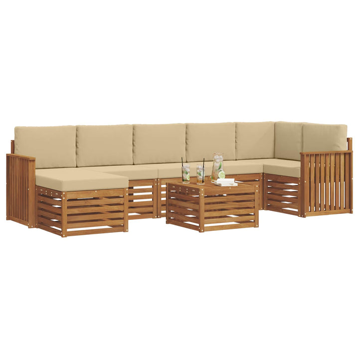 Udendørs sofagruppe 8 pcs Naturlig og Beige Massivt Akacietræ