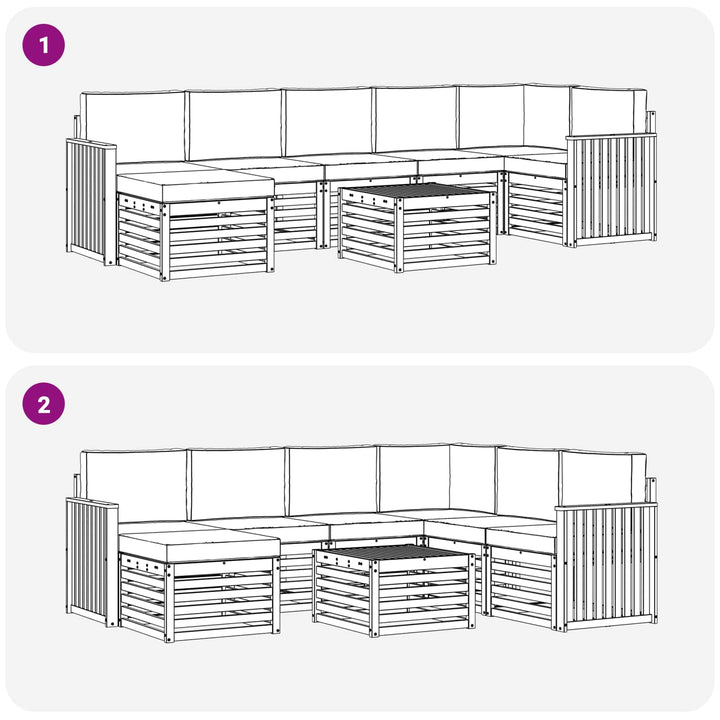 Udendørs sofagruppe 8 pcs Naturlig og Beige Massivt Akacietræ