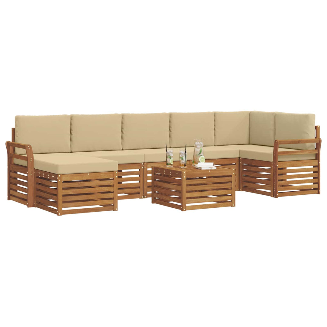 Udendørs sofagruppe 8 pcs Naturlig og Beige Massivt Akacietræ