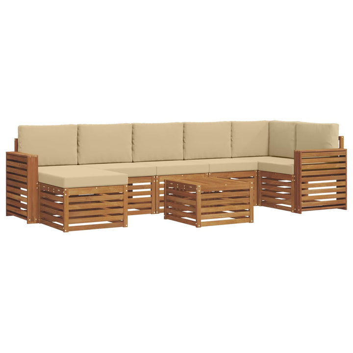 Udendørs sofagruppe 8 pcs Naturlig og Beige Massivt Akacietræ