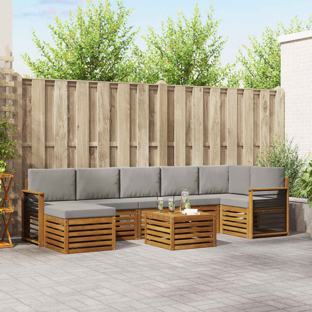 Udendørs sofagruppe 8 pcs Naturlig og Lys Grå Massivt Akacietræ